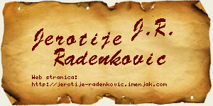 Jerotije Radenković vizit kartica
